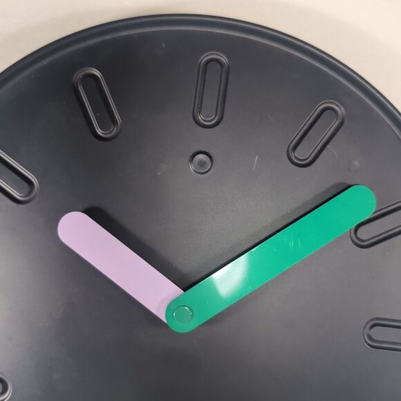 IKEA Slipsten Wall Clock Black Purple Green Pop Art Minimalist 13 3/4" Modern - Picture 2 of 13